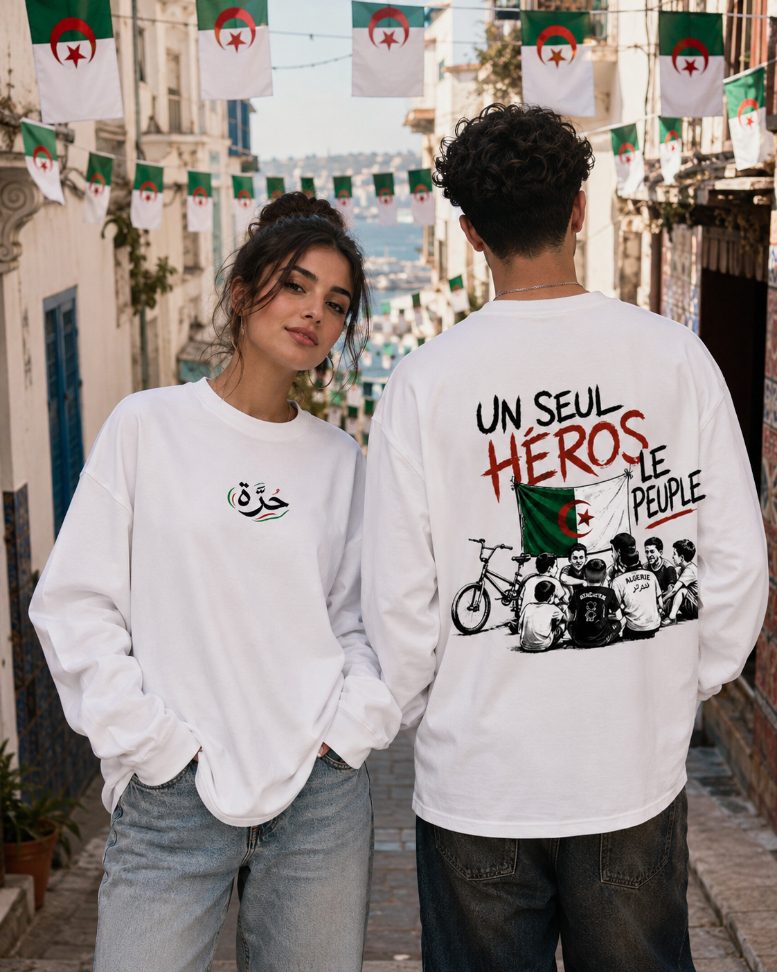 ``un seul heros`` Crewneck Long-Sleeve T-Shirt