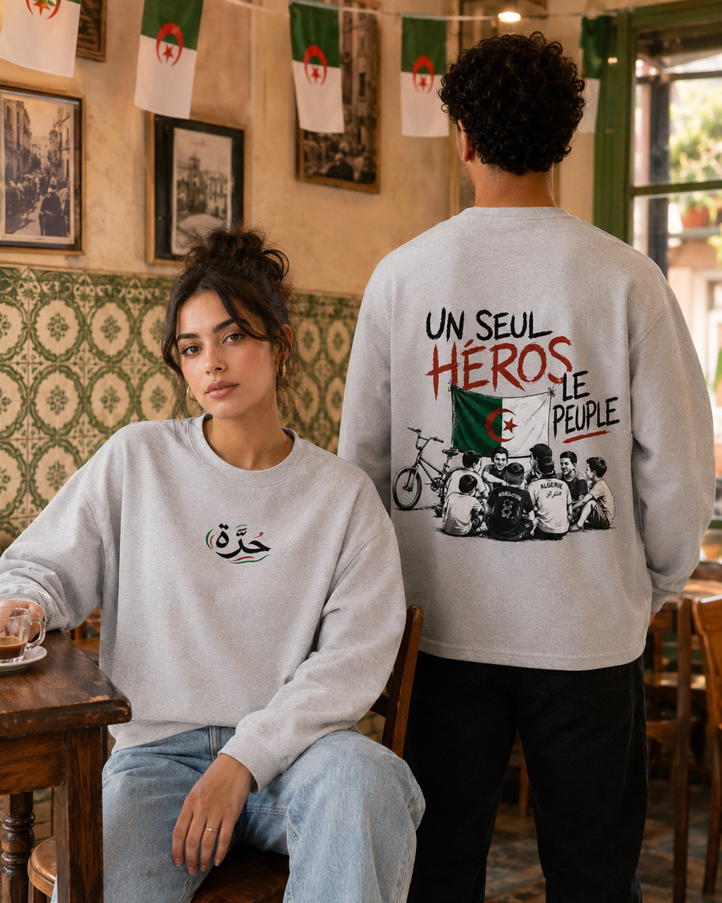 ``un seul heros`` Crewneck Long-Sleeve T-Shirt