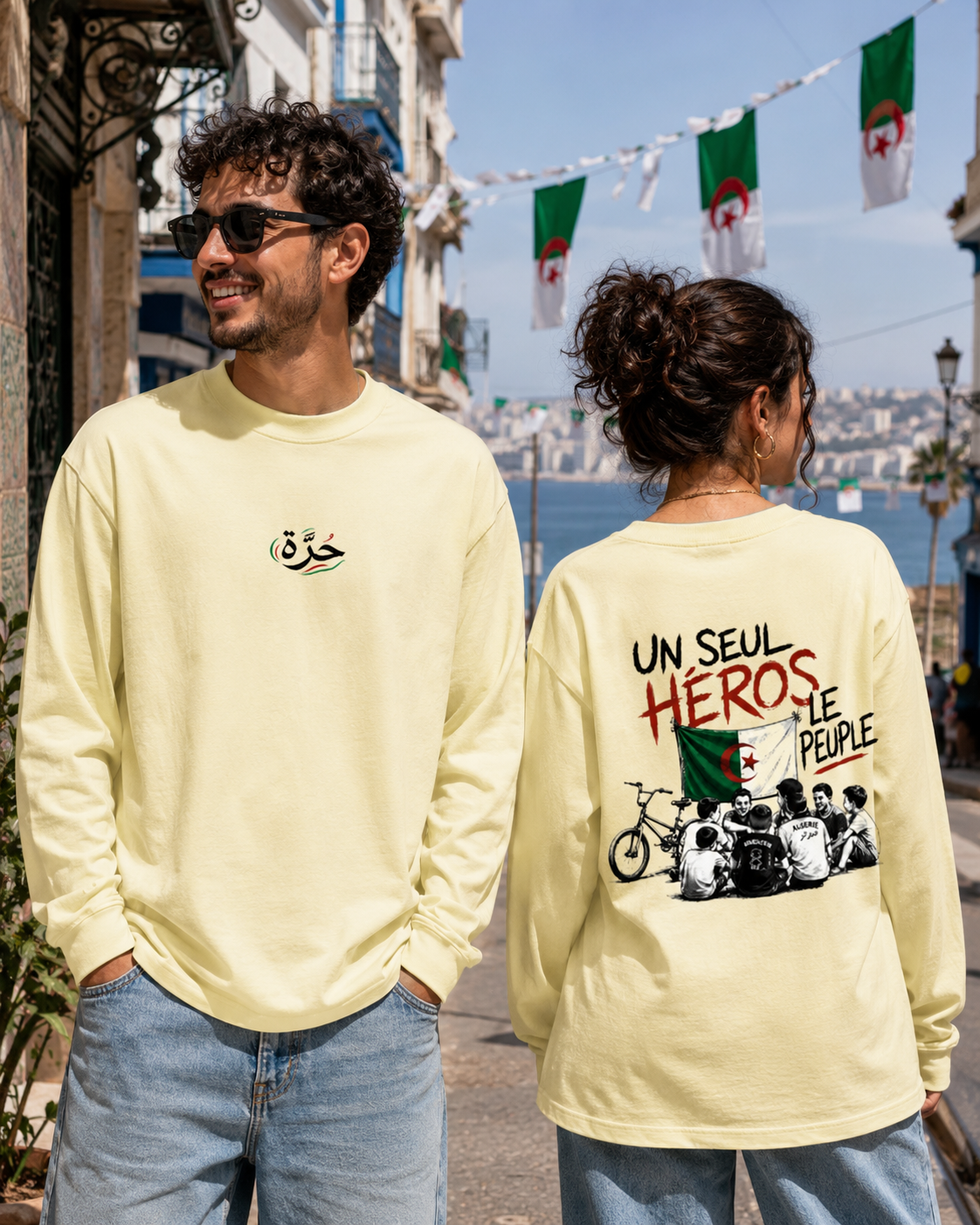 ``un seul heros`` Crewneck Long-Sleeve T-Shirt