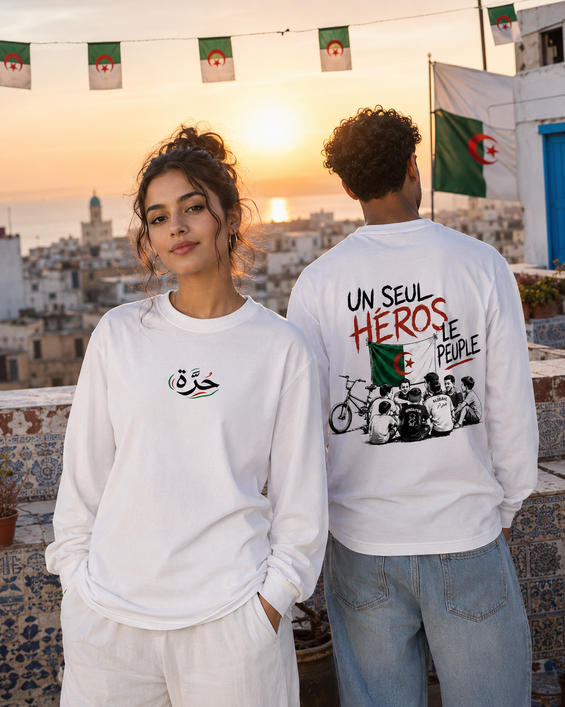 ``un seul heros`` Crewneck Long-Sleeve T-Shirt