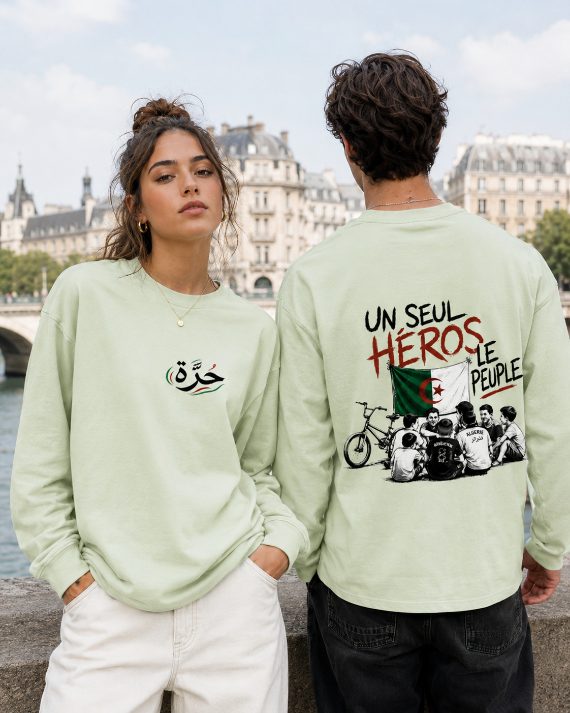 ``un seul heros`` Crewneck Long-Sleeve T-Shirt